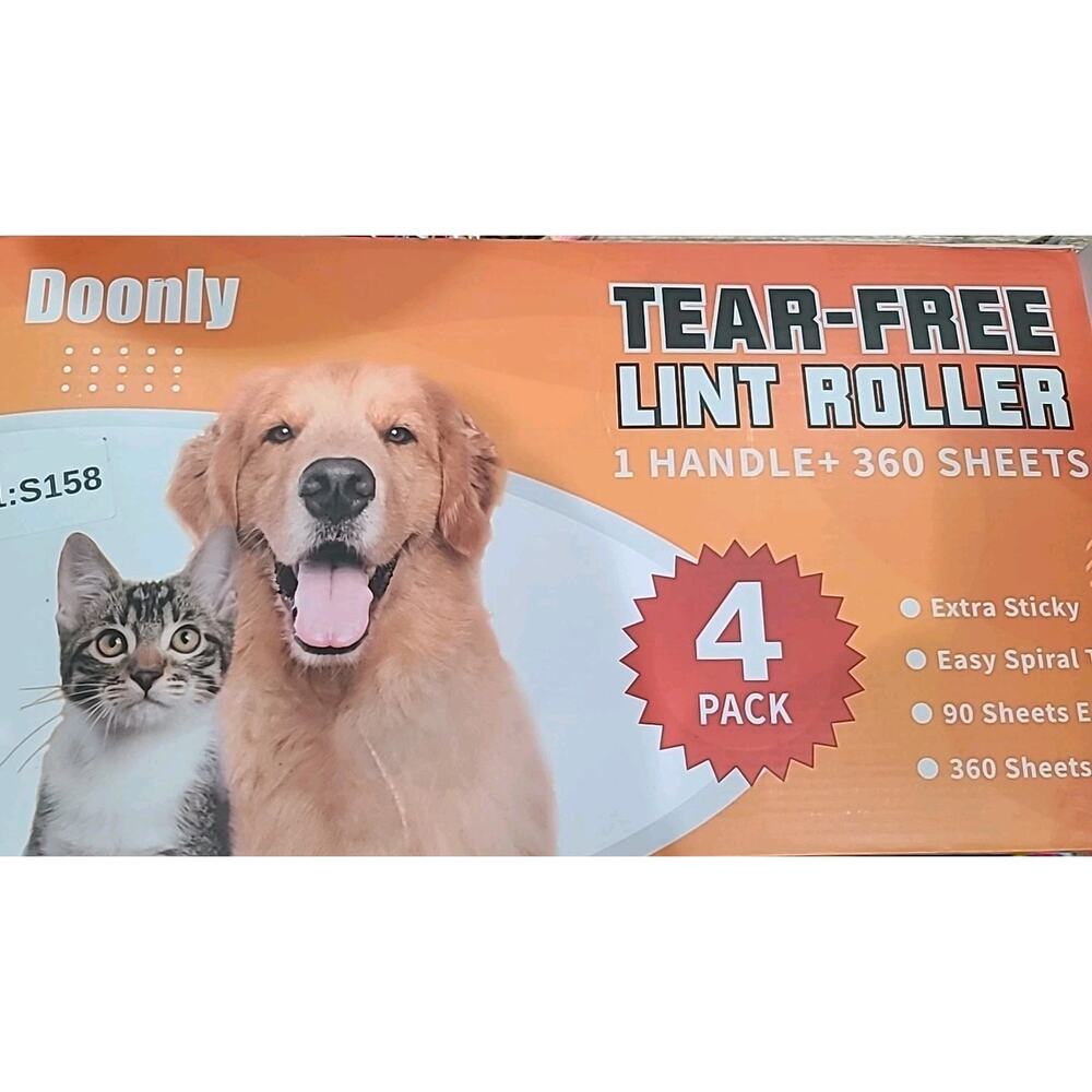 Lint Rollers Value Pack 360 Sheets/ 4 Refills, Sticky Pet Hair Remover Tear Free